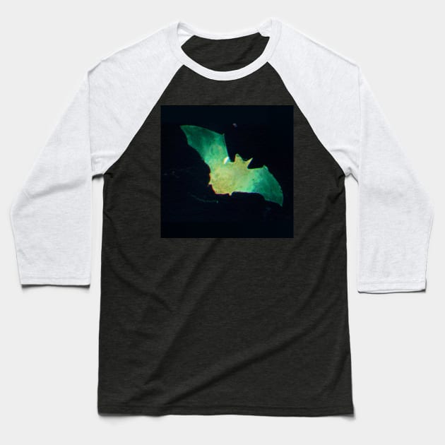 Green Galaxy Emo Bat Baseball T-Shirt by Adv0cat3